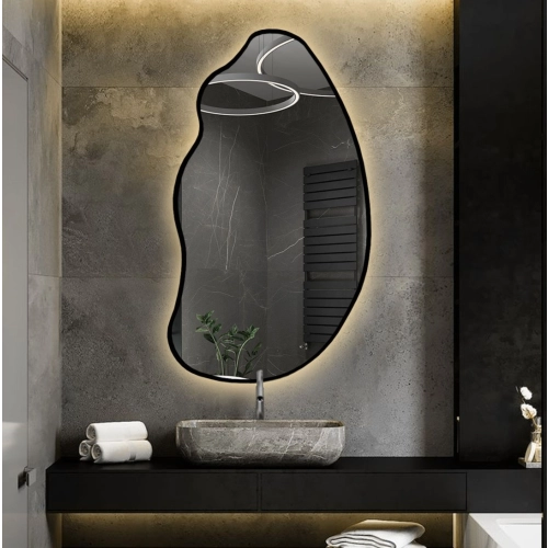 Lustro o organicznym kształcie w ramie z podświetleniem - TOPAZ W RAMIE LED